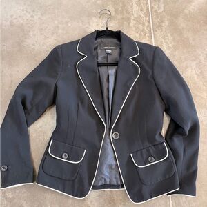 New York & Company Black Blazer with White Piping